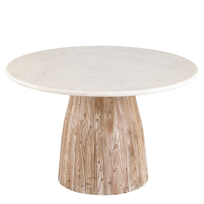 47” Whitewashed Wood Table with a Marble Top
