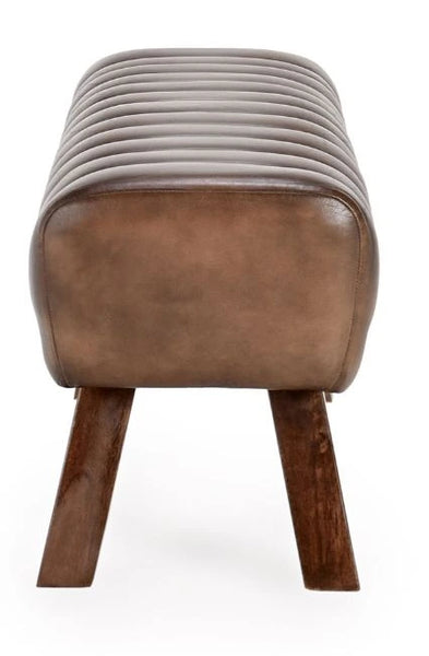 50” Stitched Brown Leather Bench