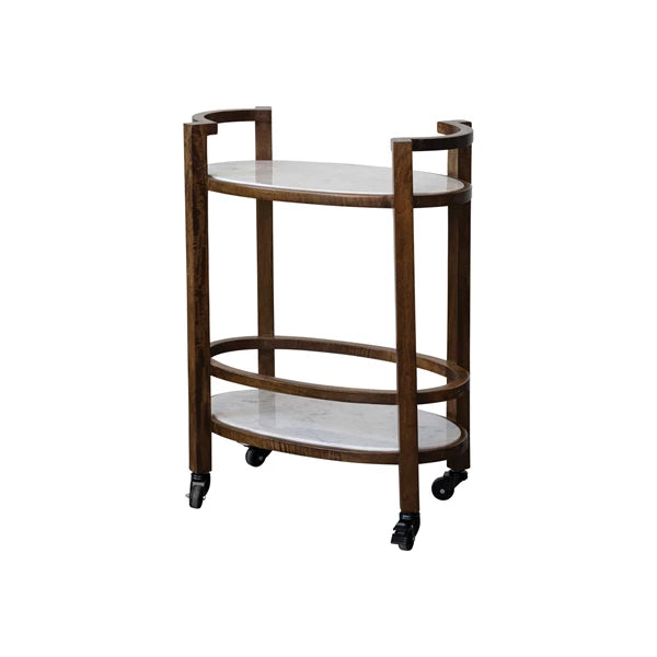 Marble & Mango Oval 2Tier Bar Cart
