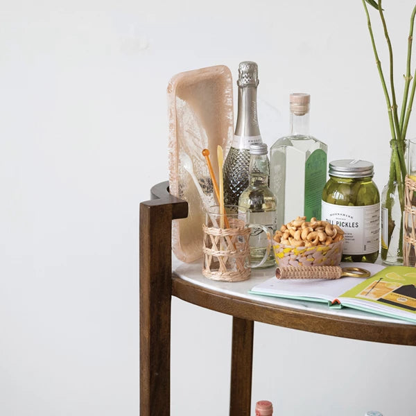 Marble & Mango Oval 2Tier Bar Cart