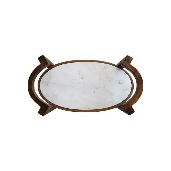 Marble & Mango Oval 2Tier Bar Cart