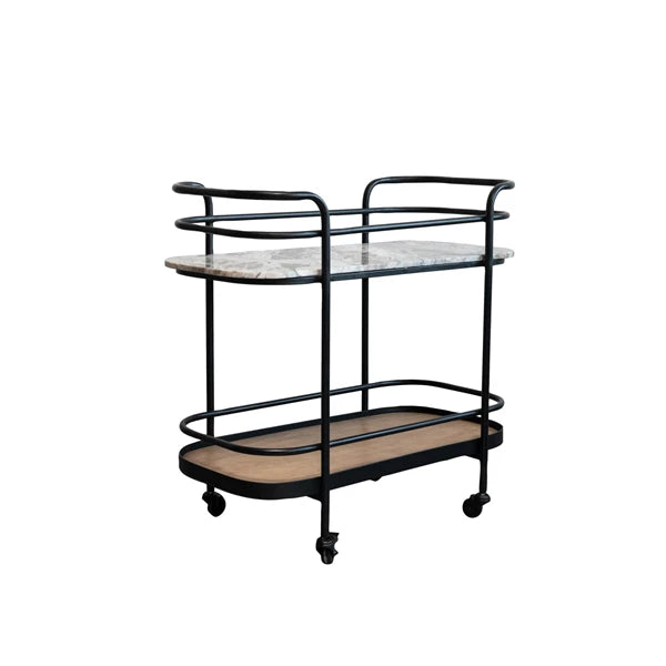 Marble, Mango & Metal 2Tier Bar Cart
