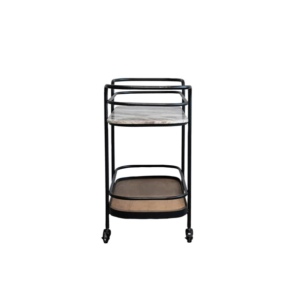 Marble, Mango & Metal 2Tier Bar Cart