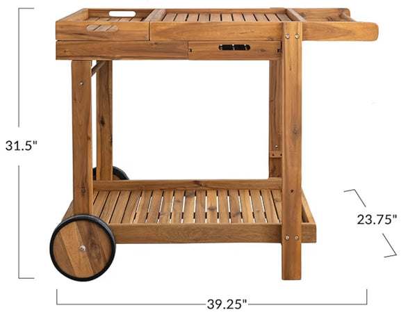 Acacia Wood Bar Cart indoor/outdoor