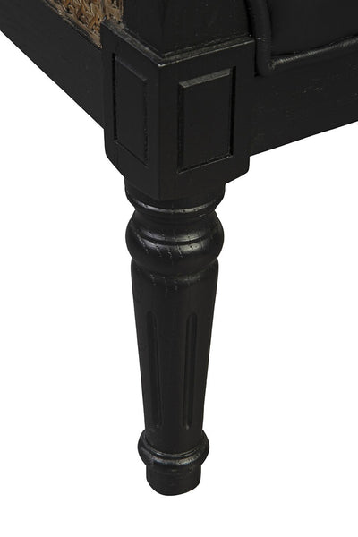 Oak, Rattan & Black Leather Chair