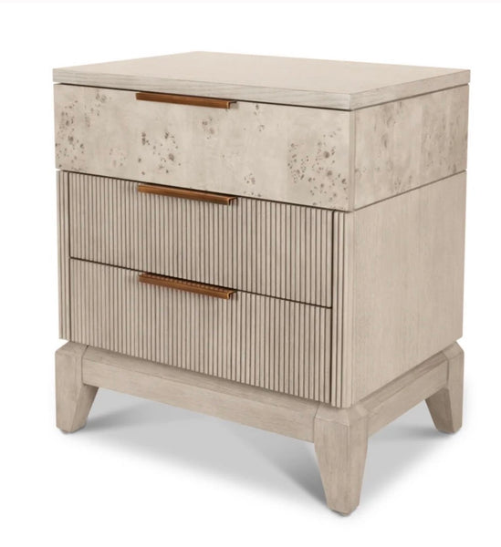 3 Drawer Nightstand, Blonde Burl