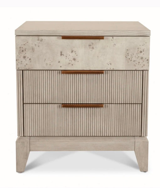 3 Drawer Nightstand, Blonde Burl