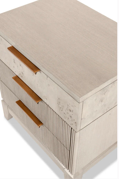 3 Drawer Nightstand, Blonde Burl