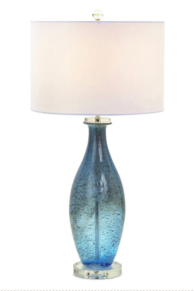 Blue Art Glass Lamp w/ Crystal Base