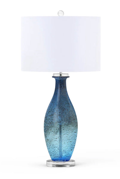 Blue Art Glass Lamp w/ Crystal Base