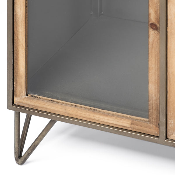 Glass & Iron Cabinet w/ Wood Trim