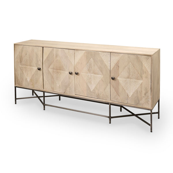 Diamond Pattern Wood Sideboard