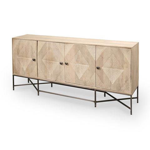 Diamond Pattern Wood Sideboard