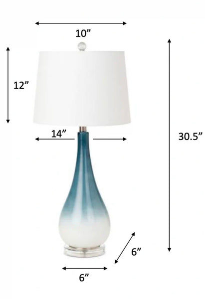 Blue & White Glass Table Lamp