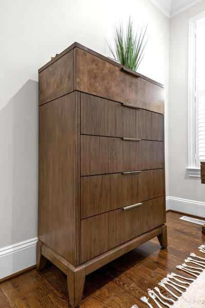 5 Drawer Chest, Vintage Chestnut Burl