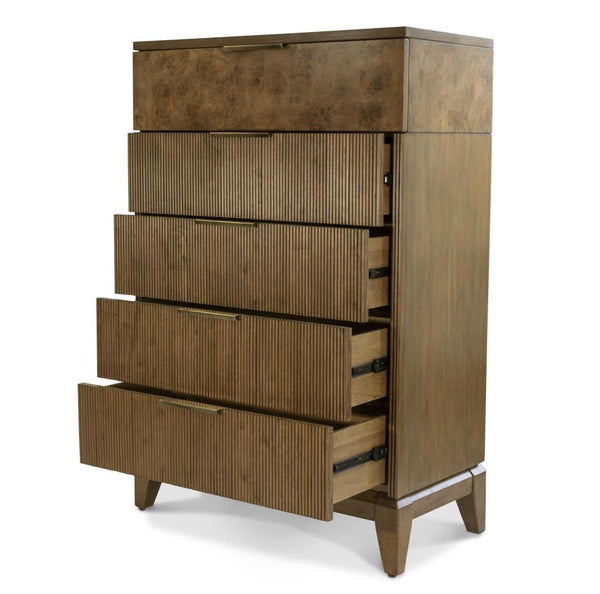 5 Drawer Chest, Vintage Chestnut Burl