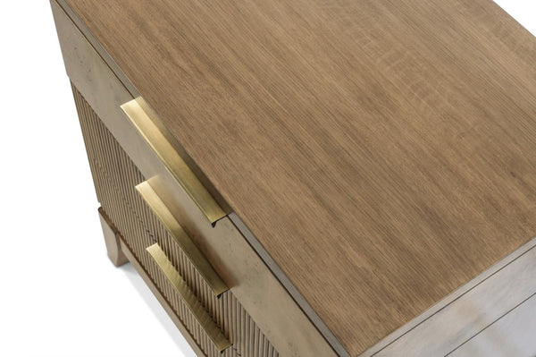 3 Drawer Nightstand, Vintage Chestnut Burl