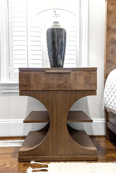 1 Drawer Accent Nightstand, Vintage Chestnut Burl