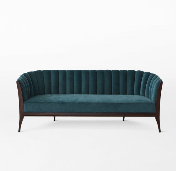 Channel Back Sofa-Dragonfly Velvet