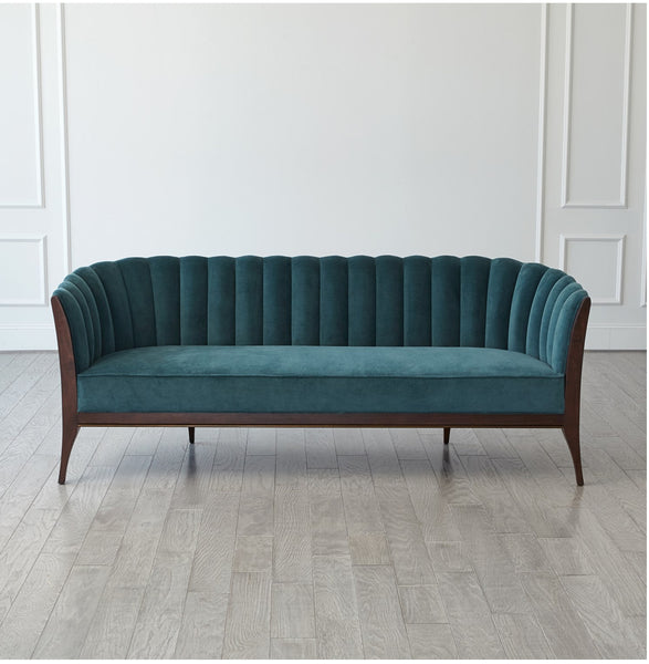 Channel Back Sofa-Dragonfly Velvet