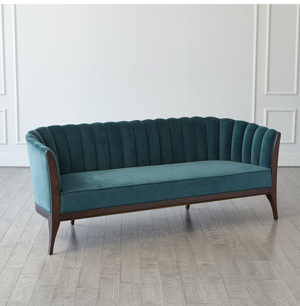 Channel Back Sofa-Dragonfly Velvet