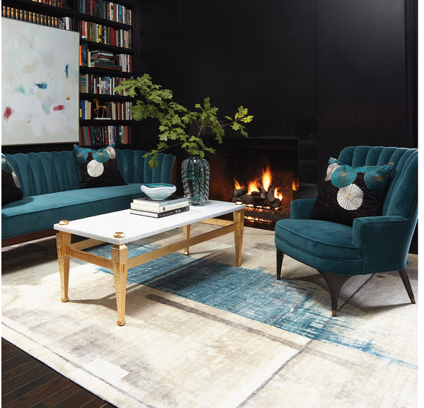 Channel Back Sofa-Dragonfly Velvet