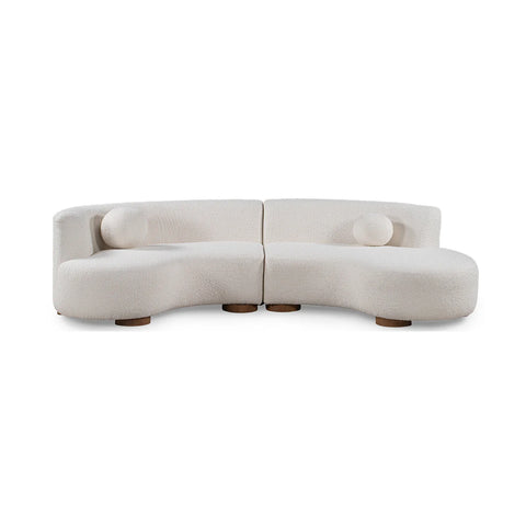 Crescent Shaped Ivory Sectional Sofa