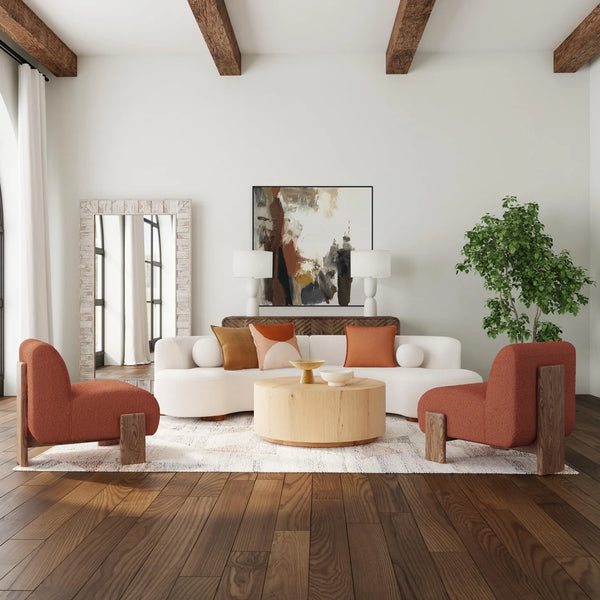 Crescent Shaped Ivory Sectional Sofa