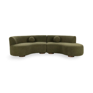 Crescent Shaped Green Sectional Sofa