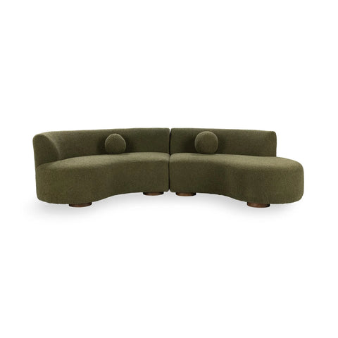 Crescent Shaped Green Sectional Sofa