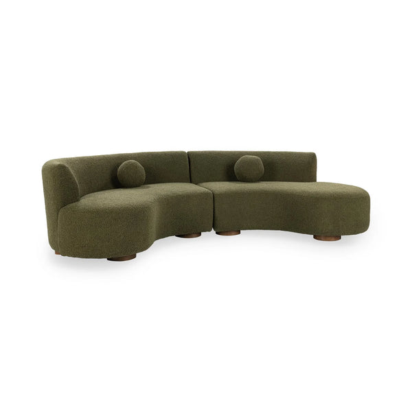 Crescent Shaped Green Sectional Sofa