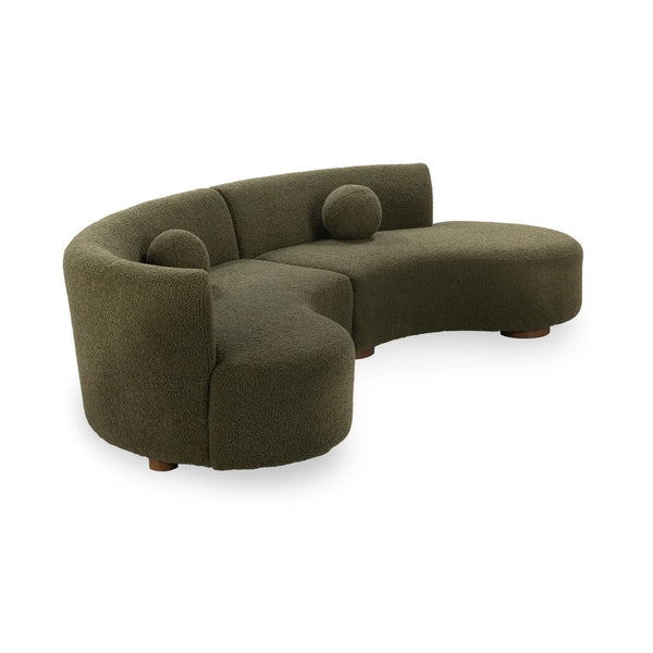 Crescent Shaped Green Sectional Sofa