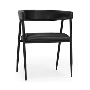 Black Leather & Iron Dining Chair