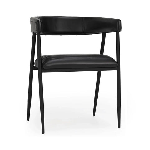 Black Leather & Iron Dining Chair
