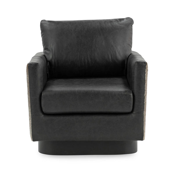 Black Leather & Hide Swivel Chair