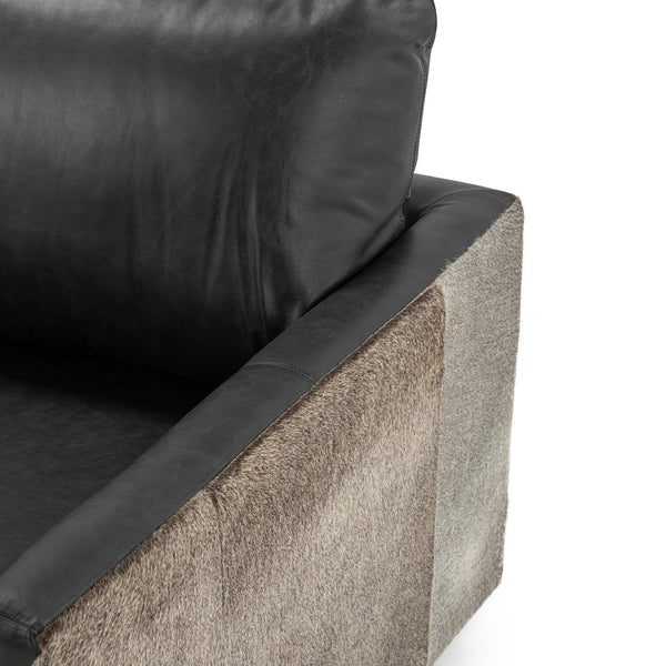 Black Leather & Hide Swivel Chair