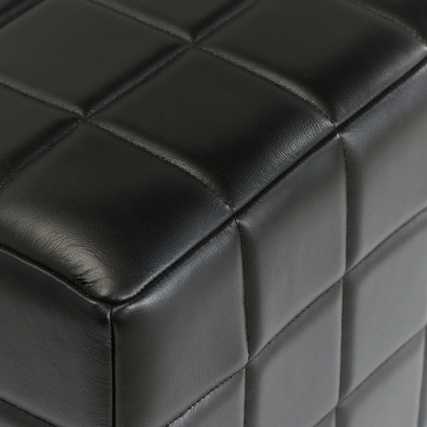 Black Leather Square Ottoman