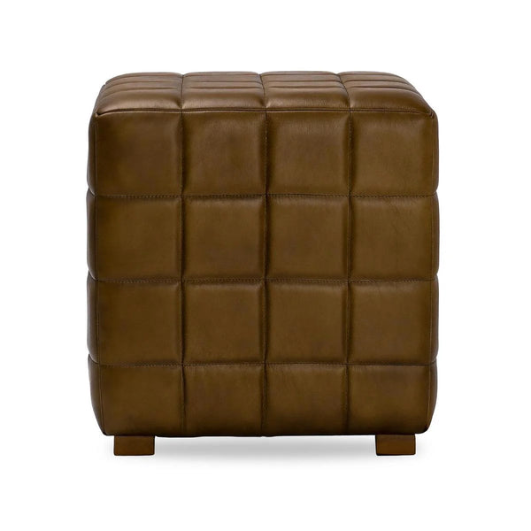 Brown Leather Square Ottoman
