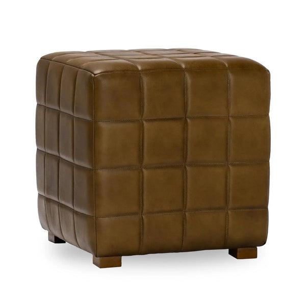 Brown Leather Square Ottoman