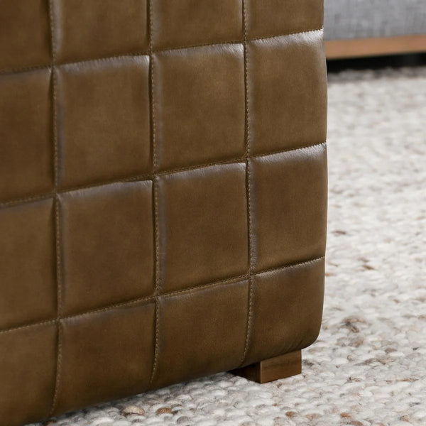 Brown Leather Square Ottoman
