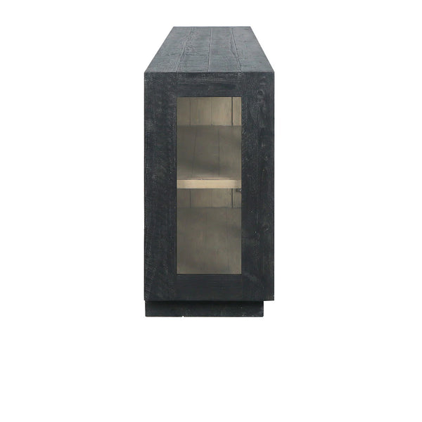 Reclaimed Pine & Glass Black Cabinet