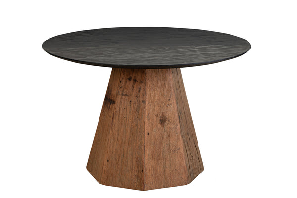 47” Reclaimed Wood & Black Marble Table