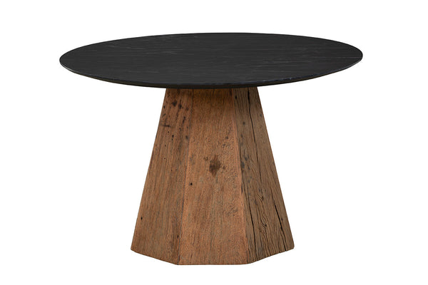 47” Reclaimed Wood & Black Marble Table