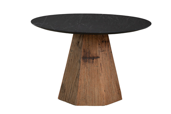 47” Reclaimed Wood & Black Marble Table