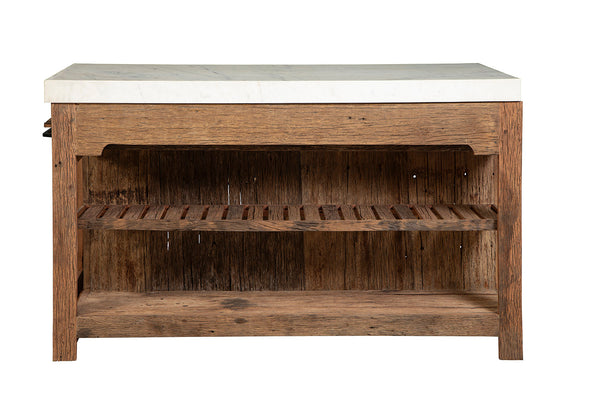 Reclaimed Wood & Marble Island