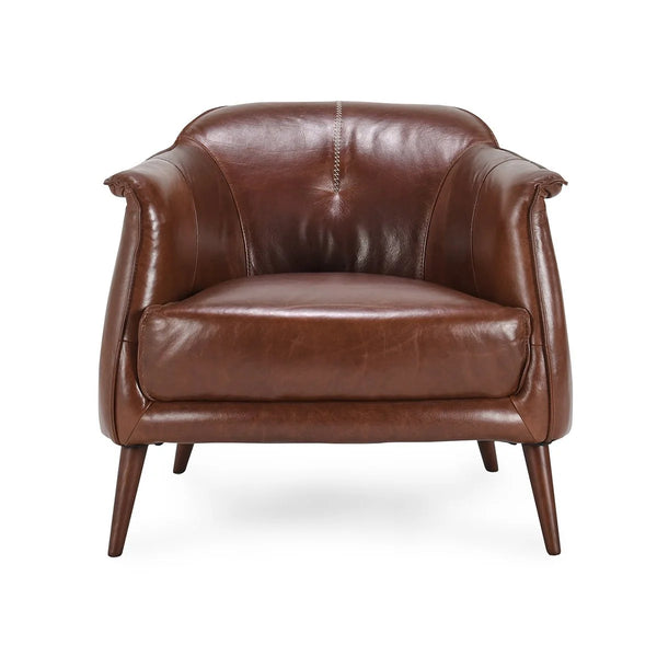 Mid-century Style Brown Leather Chair