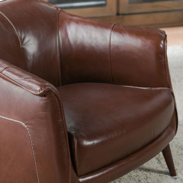 Mid-century Style Brown Leather Chair