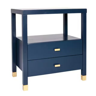 Navy Blue 2 Drawer Nightstand