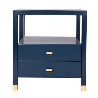 Navy Blue 2 Drawer Nightstand