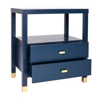 Navy Blue 2 Drawer Nightstand
